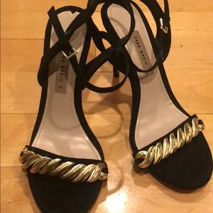 Zara velvet and gold sandal heels